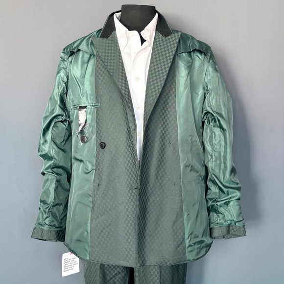 New w tags | ASOS Design Double Breasted Green Checkerboard Suit | 40R 32x30 | - Picture 13 of 16